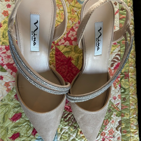 Nina Tansy Beige Suede Heels - Picture 7 of 8